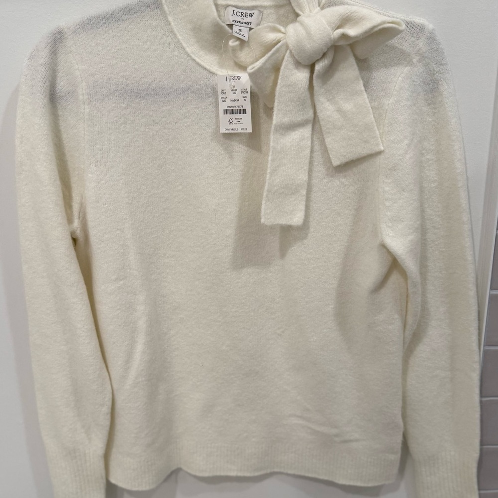 J. Crew Women's Ivory Sweater with Bow Accent